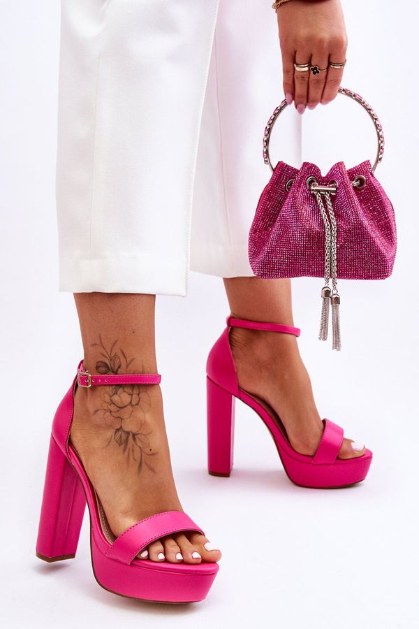 Kesi Leather High Heel Sandals And Platform Pink Sky Dream