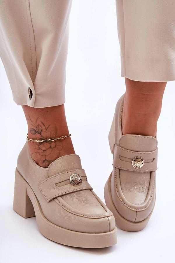 Kesi Leather of women's shoes on the Dunadia beige post