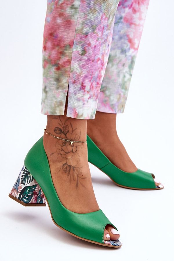 Lewski Shoes Leather Pumps with Ornamental Heel Lewski Shoes