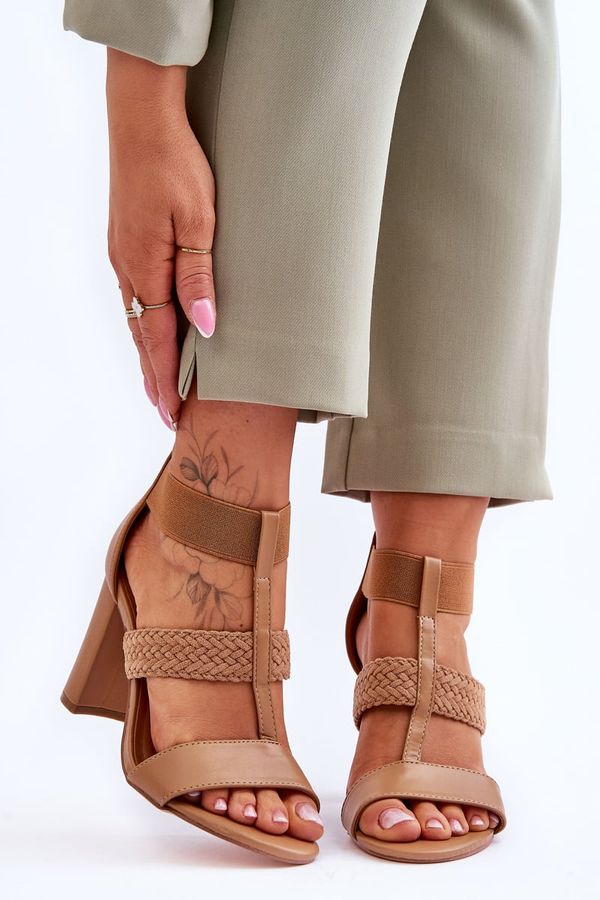 Kesi Leather Sandals High heel shoes Camel Marren