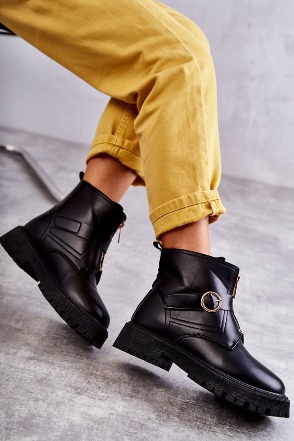 Kesi Leather warm boots with zipper black Verina