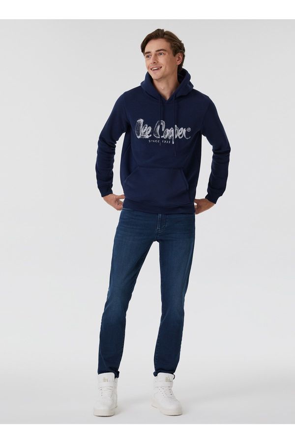 Lee Cooper Lee Cooper Men's Hooded Navy Blue Sweatshirt 231 Lcm 241016 Garen