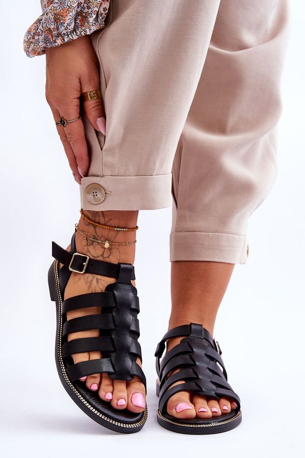 LEMAR LEMAR Leather Sandals With Straps Black Lawren