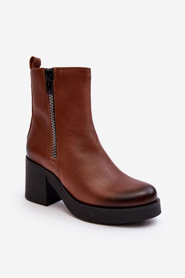 Kesi Lemar Littosa Leather ankle boots Lemar Littosa with massive heel with zippers