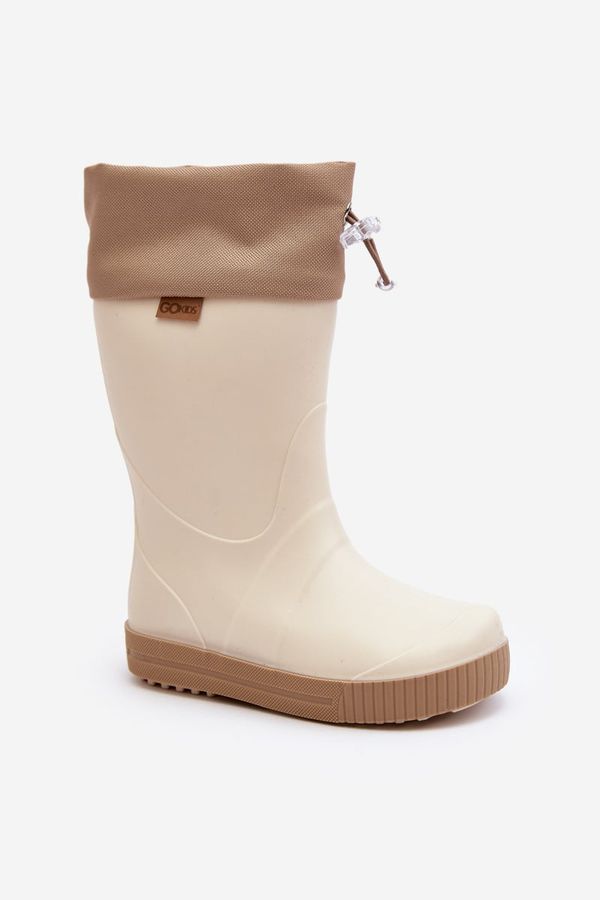 Lemigo Lemigo Kids Wellington Boots with Collar Wave Gokids 979 Beige