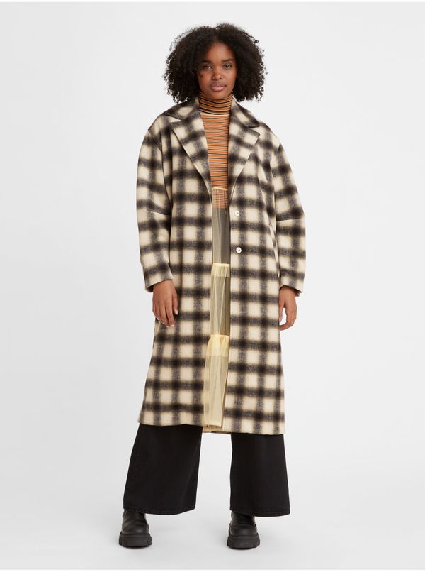 Levi's® Levi&#39;s Black-beige women&#39;s checkered coat with wool blend Levi&#39;s® Agnes - Women&#39;s