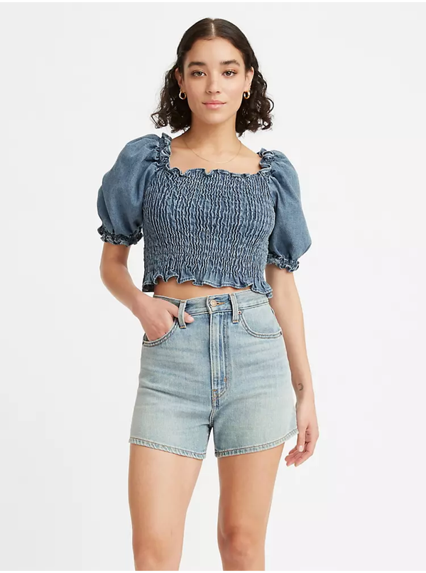 Levi's® Levi&#39;s Blue Ladies Cropped Blouse with Balloon Sleeves Levi&#39;s® - Ladies