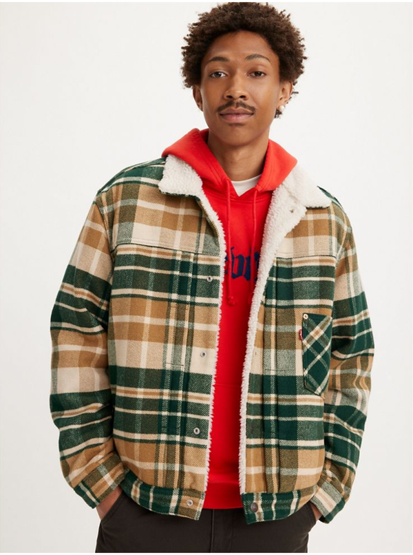 Levi's® Levi&#39;s Green-brown men&#39;s checkered jacket with Levi&#39;s® Type 1 Sh - Men