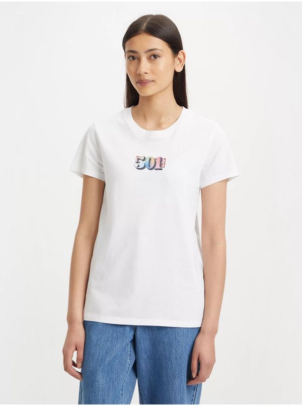 Levi's® Levi&#39;s White Women&#39;s T-Shirt Levi&#39;s® 501 - Women