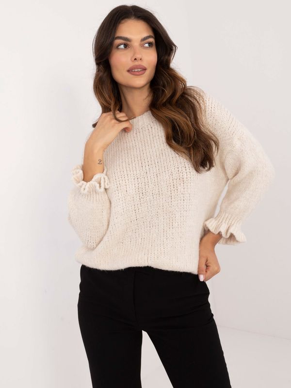 Italy Moda Light beige oversize sweater with long sleeves