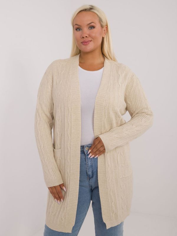 Fashionhunters Light beige sweater in larger size