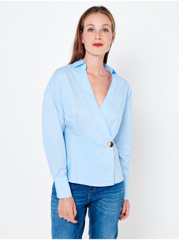 CAMAIEU Light blue blouse with folded neckline CAMAIEU - Women