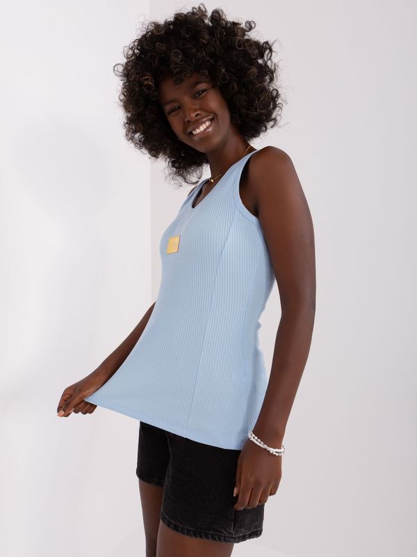 Fashionhunters Light blue fitted top with patch