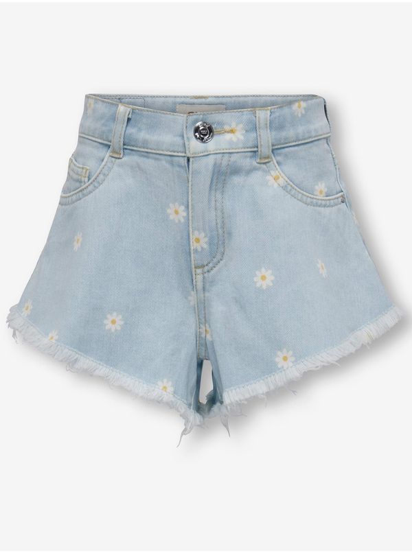 Only Light Blue Girly Floral Denim Shorts ONLY Chiara - Girls