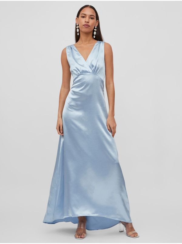 Vila Light blue ladies satin maxi-dresses VILA Sittas - Ladies