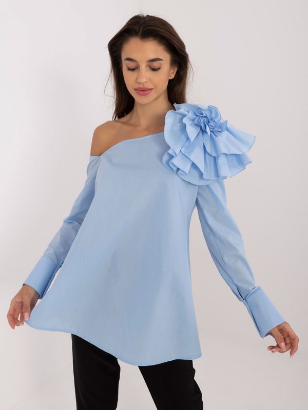 Fashionhunters Light blue shirt blouse without shoulders