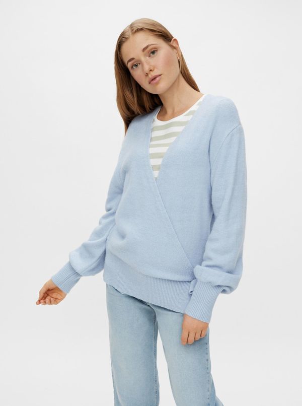 Pieces Light Blue Sweater with Ties Pieces - Women