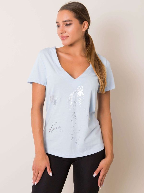 Fashionhunters Light blue T-shirt Marble FOR FITNESS