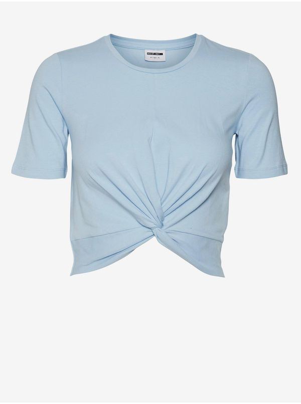 Noisy May Light blue womens cropped T-shirt with knot Noisy May Twiggi - Women