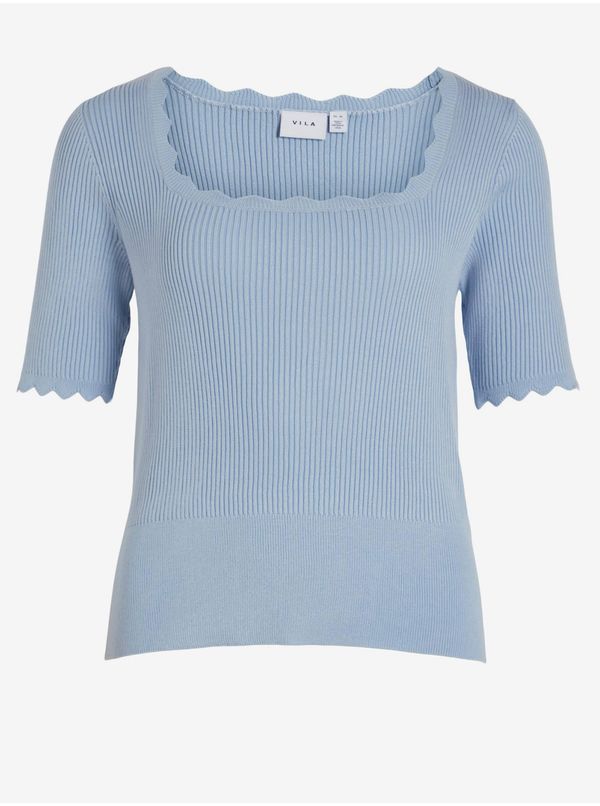 Vila Light blue women's ribbed T-shirt VILA Lana - Women