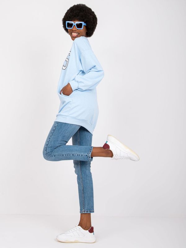 Fashionhunters Light blue women's sweatshirt with Poppy inscription