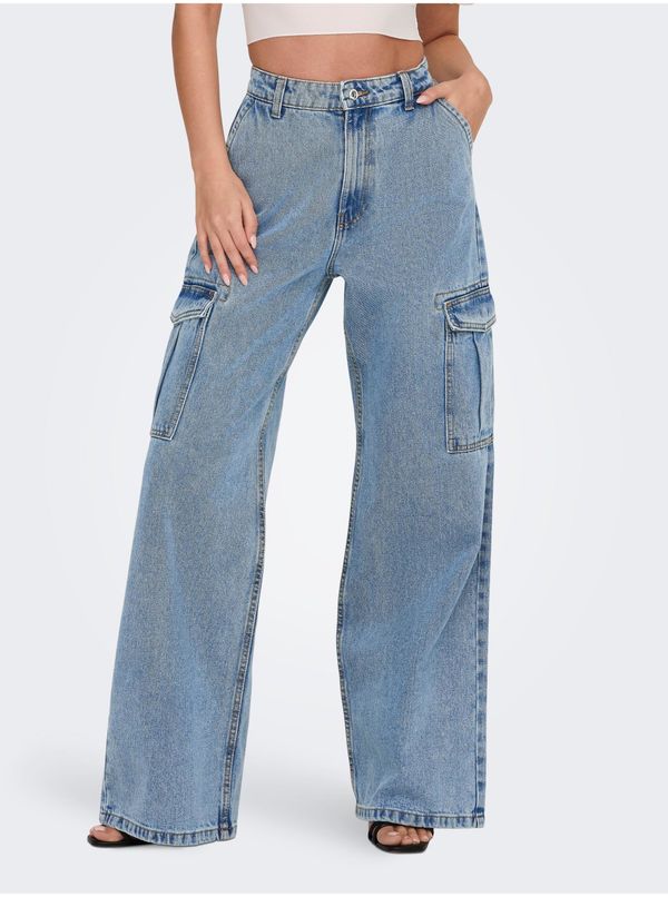 Only Light blue women's wide jeans with pockets ONLY Hope - Women