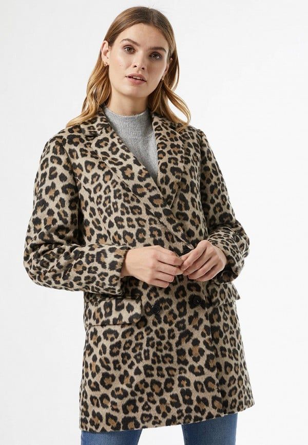 Dorothy Perkins Light brown coat with leopard print Dorothy Perkins