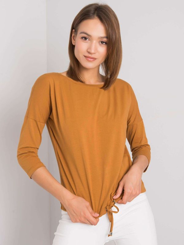 Fashionhunters Light brown cotton blouse for women