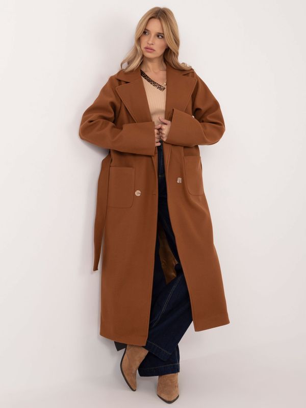 Fashionhunters Light brown long elegant coat