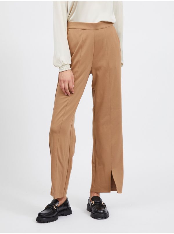 Vila Light brown women's wide trousers VILA Amerone - Ladies