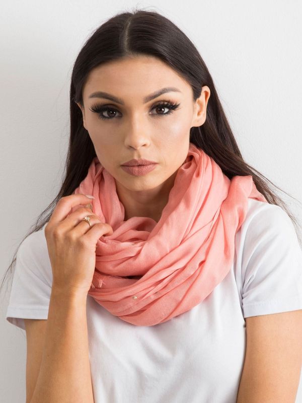 Fashionhunters Light coral scarf with application of rhinestones