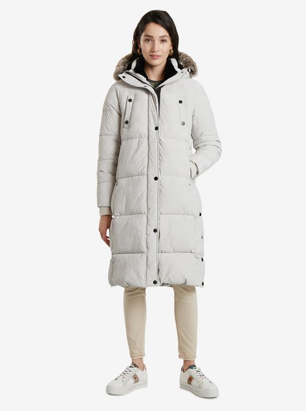 DESIGUAL Light gray women's winter coat Desigual Antartica - Ladies
