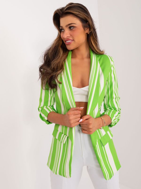 Fashionhunters Light green and ecru jacket with 3/4 sleeves