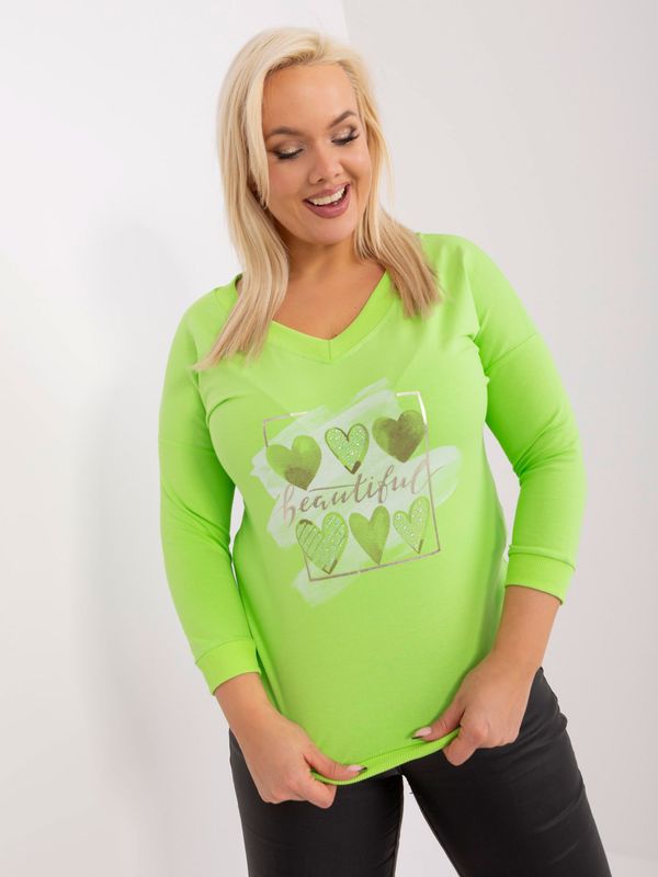Fashionhunters Light green cotton blouse of larger size