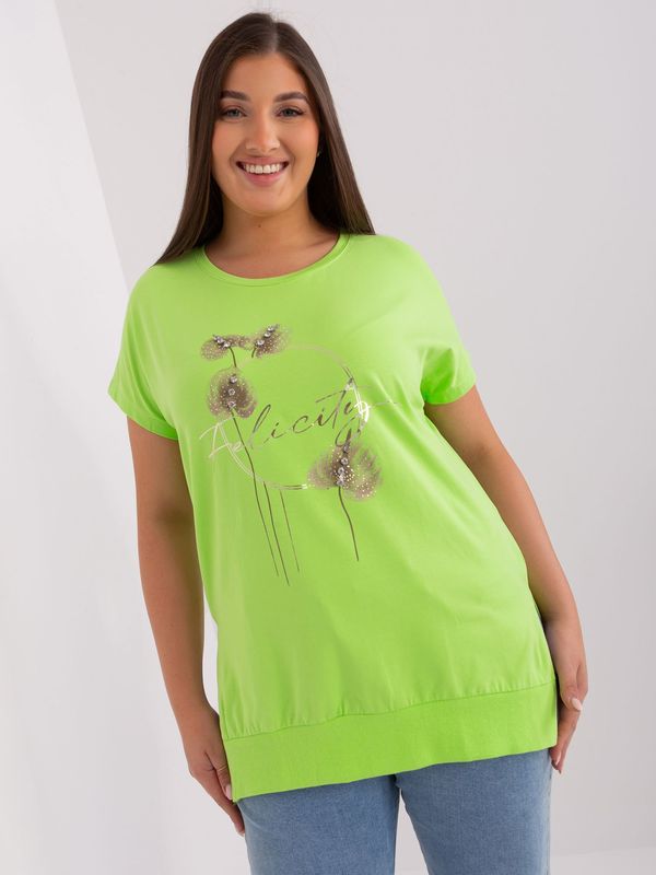 Fashionhunters Light green cotton blouse of larger size