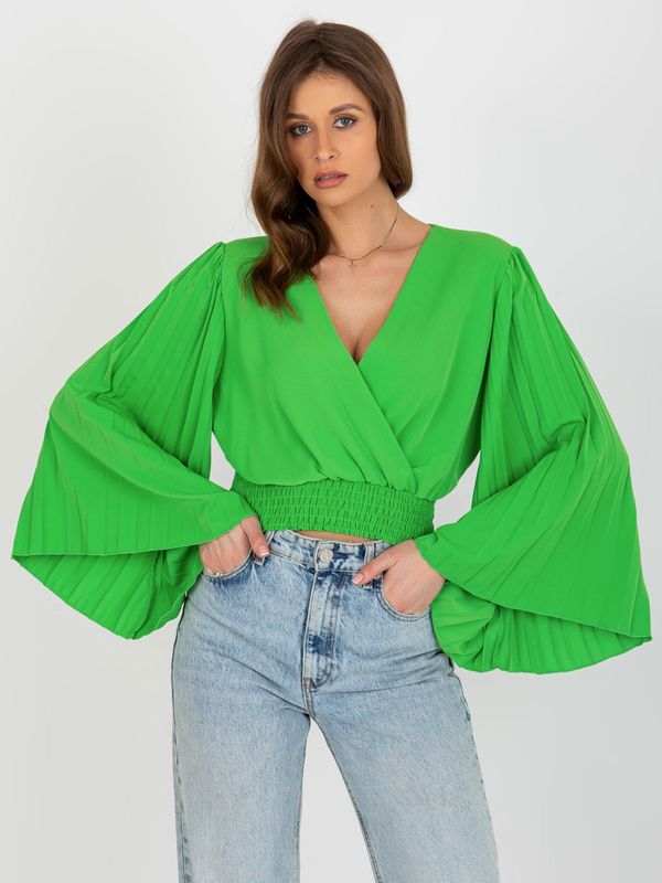 Fashionhunters Light green formal blouse with pleats