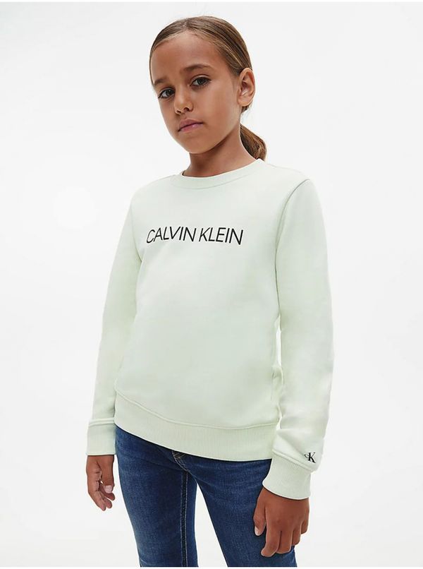 Calvin Klein Light green girls' hoodie Calvin Klein Jeans - Girls