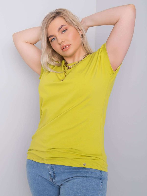 Fashionhunters Light green Leanne cotton T-shirt larger size
