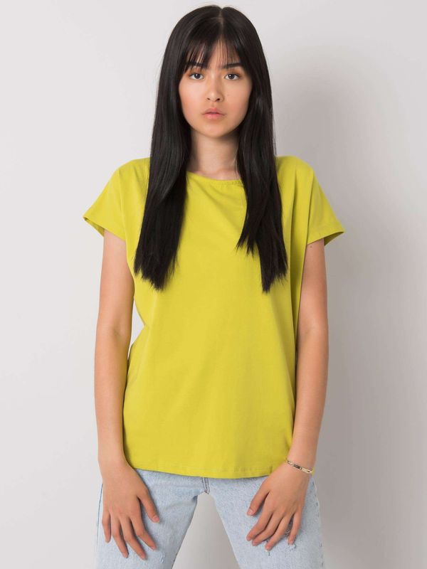 Fashionhunters Light green monochrome T-shirt Nadia