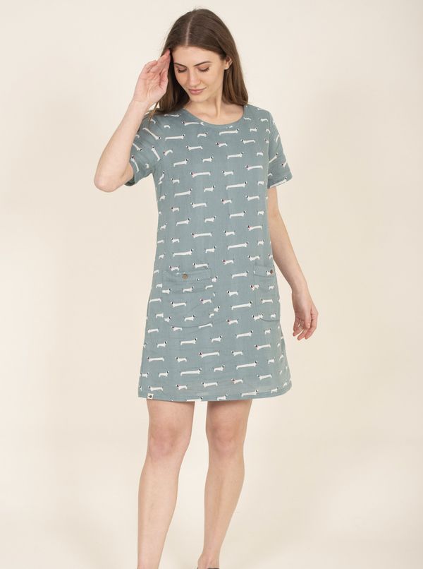 Brakeburn Light Green Patterned Linen Dress with Pockets Brakeburn - Women