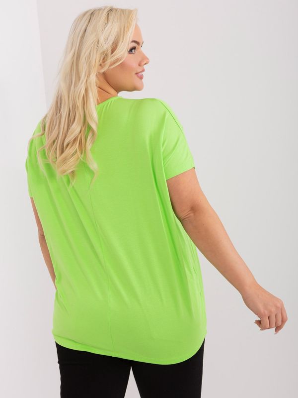 Fashionhunters Light green plus size blouse with a round neckline