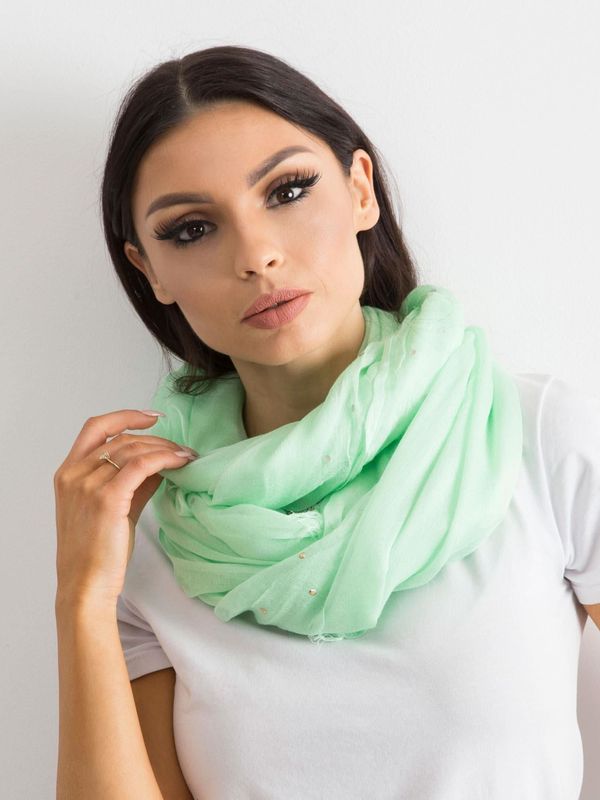 Fashionhunters Light green scarf with rhinestones