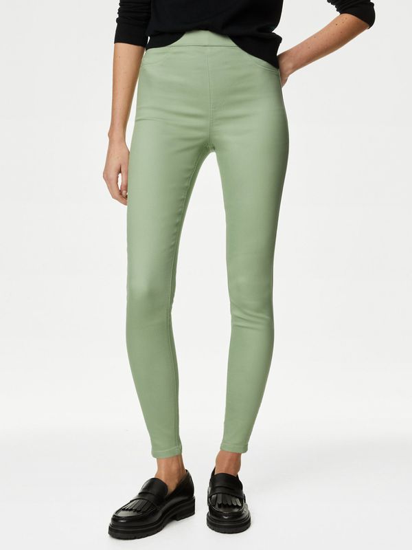 Marks & Spencer Light Green Women's High-Waisted Skinny Fit Jeans by Marks & Spencer