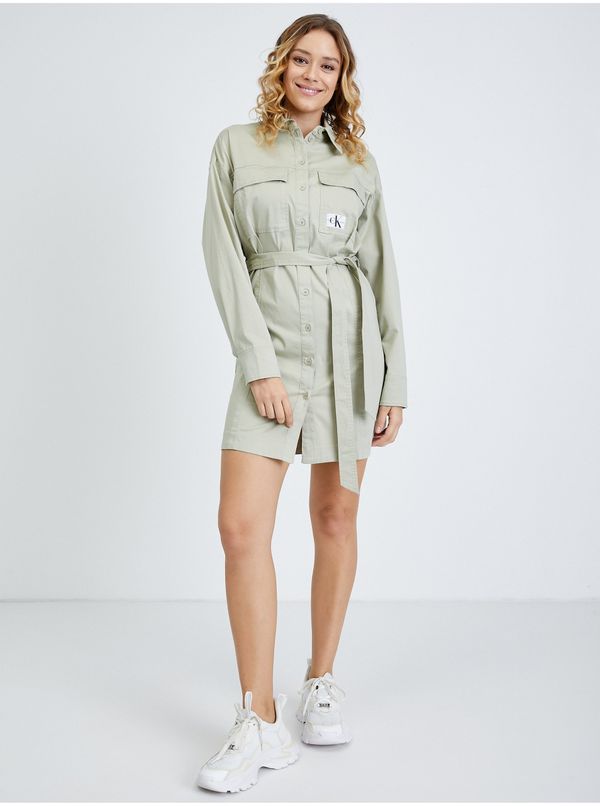 Calvin Klein Light Green Women's Shirt Dress Calvin Klein Jeans