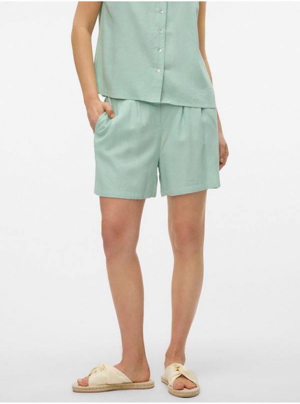 Vero Moda Light green women's shorts with linen blend Vero Moda Jesmilo - Women