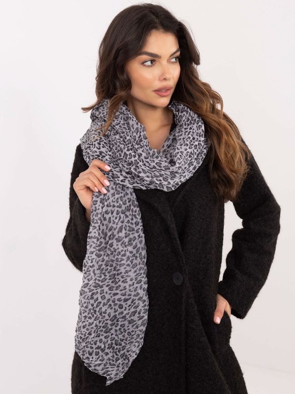 Fashionhunters Light grey and black women's scarf with print