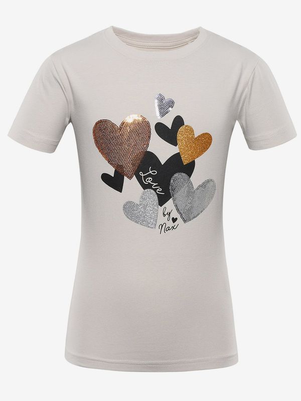 NAX Light grey girls' T-shirt with NAX ZALDO print