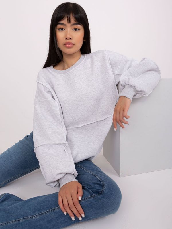 Fashionhunters Light grey melange loose sweatshirt