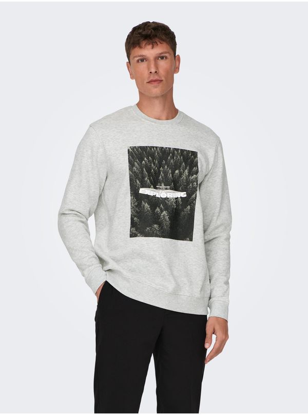 Only Light grey mens brindle sweatshirt ONLY & SONS Oren - Men