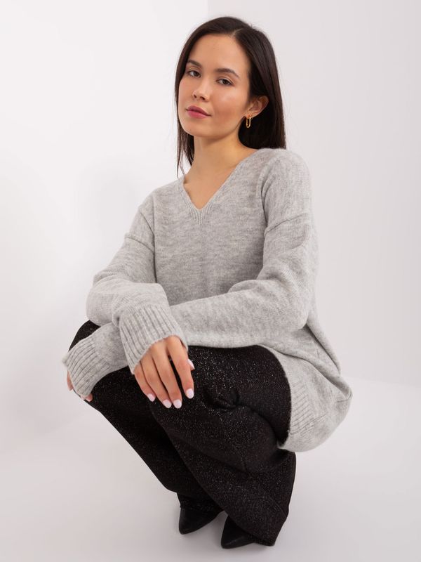 Fashionhunters Light grey oversized sweater from RUE PARIS